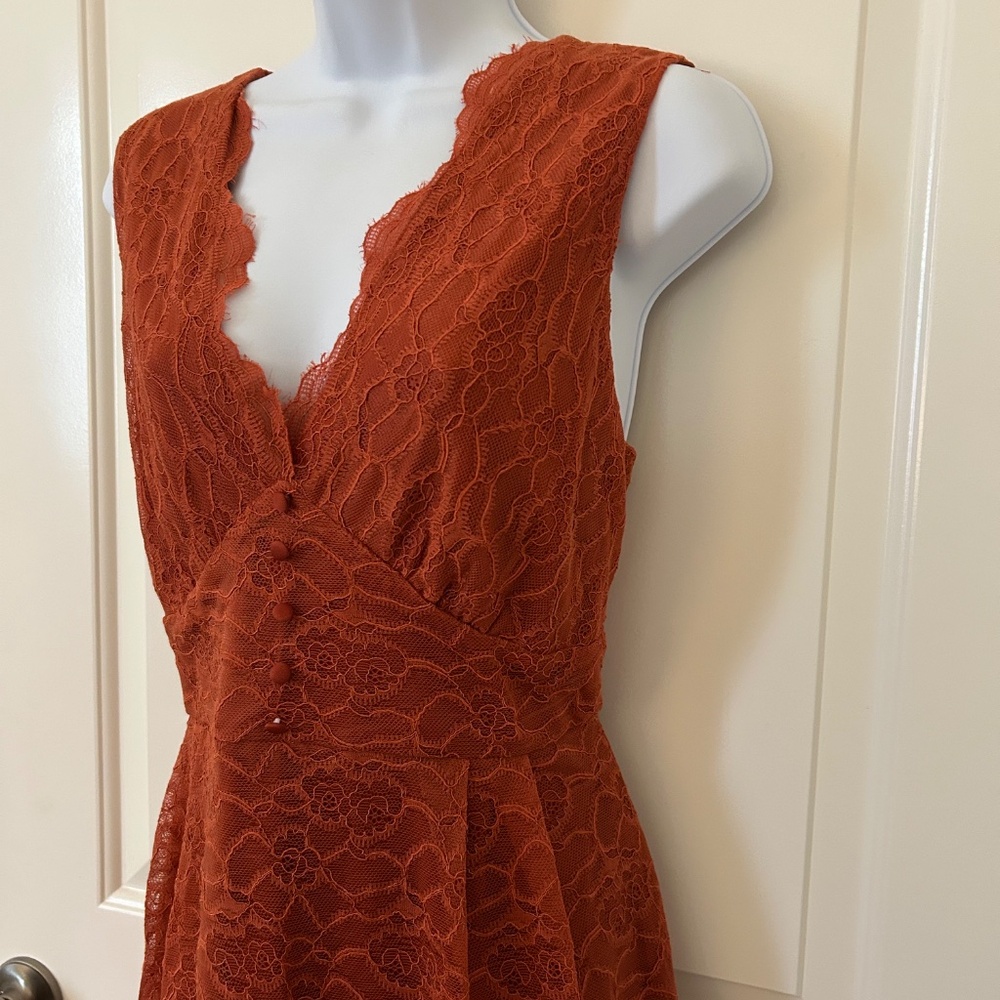 Blu Pepper Women’s Orange Lace Dress - Size M (NWT) - Picture 2 of 5
